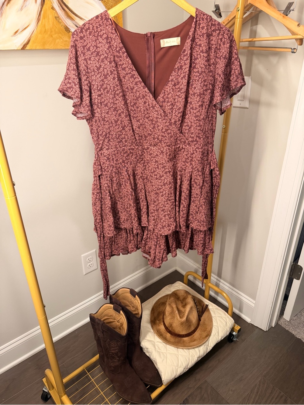 Altar'd State Mauve Floral Wrap Tunic